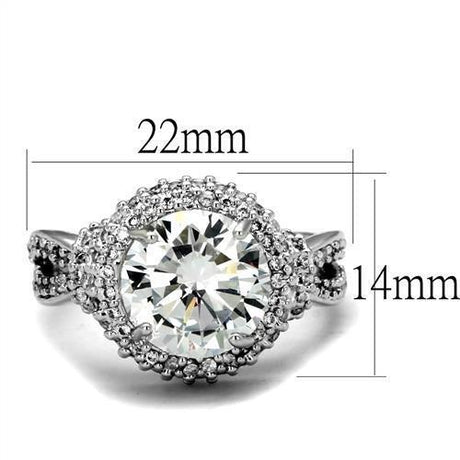 Rhodium Brass Ring with AAA Grade CZ  in Clear