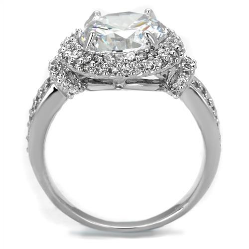 Rhodium Brass Ring with AAA Grade CZ  in Clear