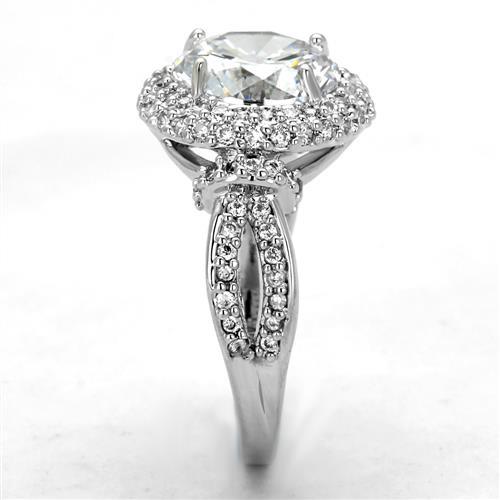 Rhodium Brass Ring with AAA Grade CZ  in Clear
