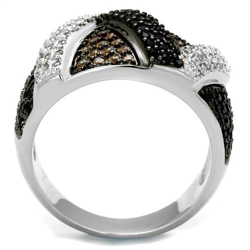 Rhodium + Ruthenium Brass Ring with AAA Grade CZ  in Multi Color