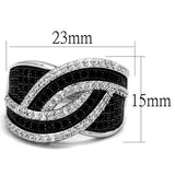 Rhodium + Ruthenium Brass Ring with AAA Grade CZ  in Black Diamond
