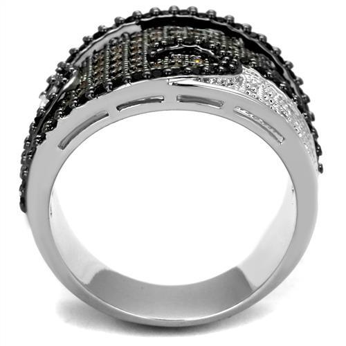 Rhodium + Ruthenium Brass Ring with AAA Grade CZ  in Multi Color