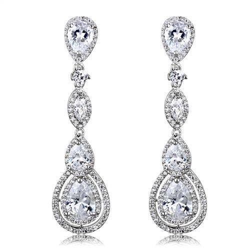 Rhodium Brass Jewelry Sets with AAA Grade CZ  in Clear