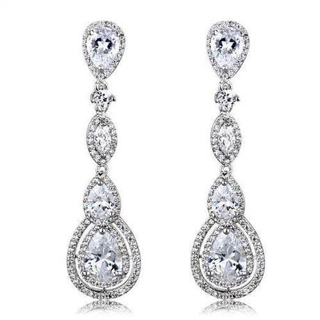 Rhodium Brass Jewelry Sets with AAA Grade CZ  in Clear