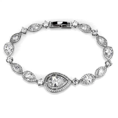 Rhodium Brass Jewelry Sets with AAA Grade CZ  in Clear