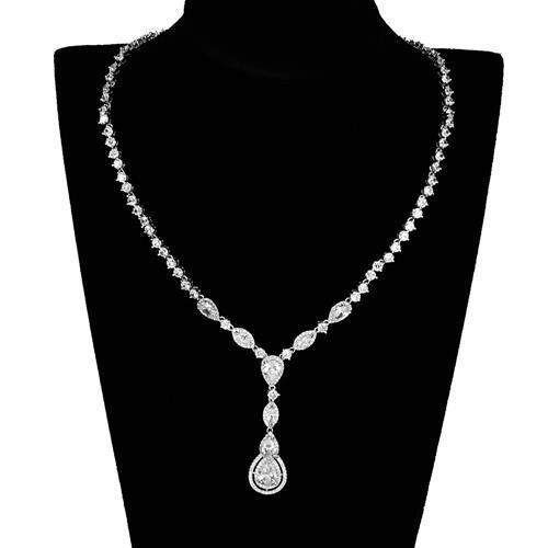Rhodium Brass Jewelry Sets with AAA Grade CZ  in Clear