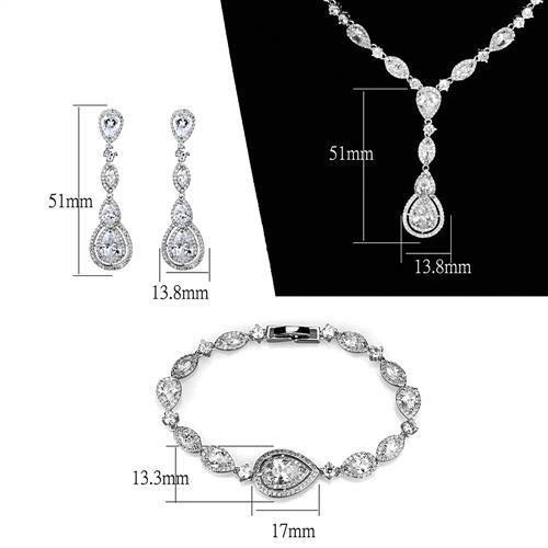 Rhodium Brass Jewelry Sets with AAA Grade CZ  in Clear