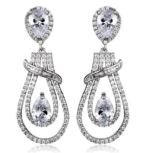 Rhodium Brass Jewelry Sets with AAA Grade CZ  in Clear