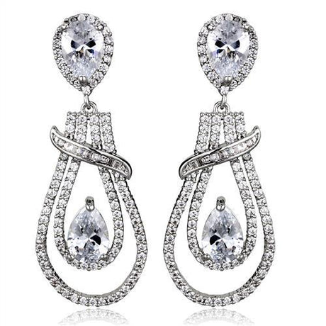 Rhodium Brass Jewelry Sets with AAA Grade CZ  in Clear