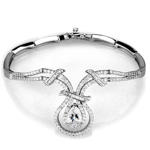 Rhodium Brass Jewelry Sets with AAA Grade CZ  in Clear