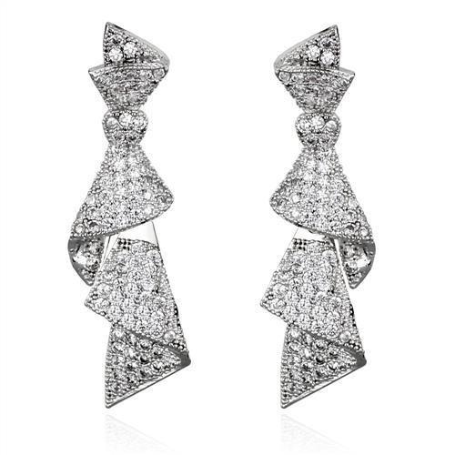 Rhodium Brass Jewelry Sets with AAA Grade CZ  in Clear