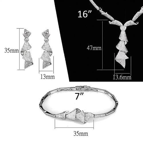 Rhodium Brass Jewelry Sets with AAA Grade CZ  in Clear