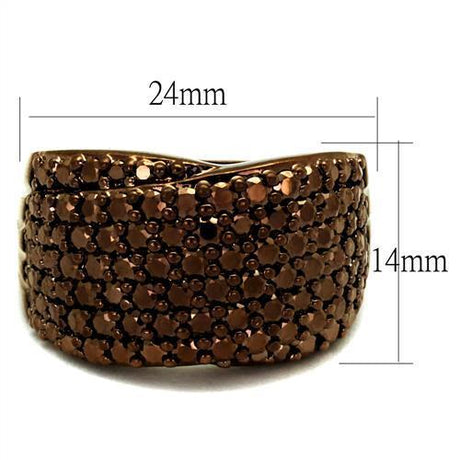 IP Coffee light Brass Ring with AAA Grade CZ  in Light Coffee