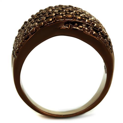 IP Coffee light Brass Ring with AAA Grade CZ  in Light Coffee