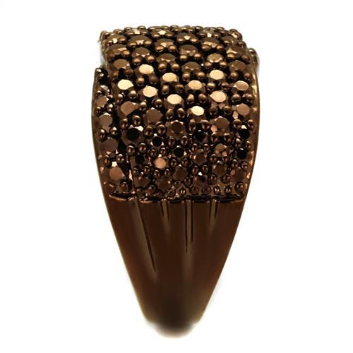 IP Coffee light Brass Ring with AAA Grade CZ  in Light Coffee
