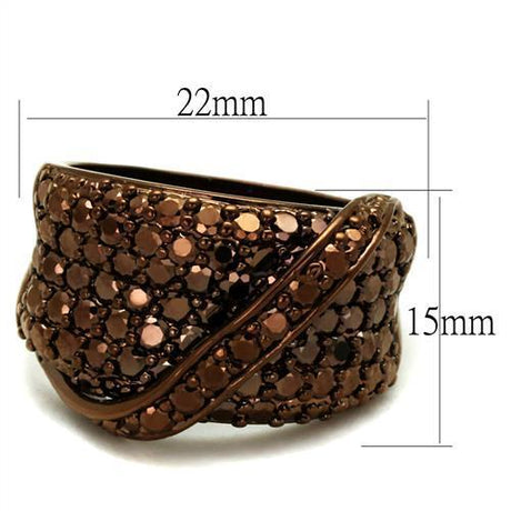 IP Coffee light Brass Ring with AAA Grade CZ  in Light Coffee