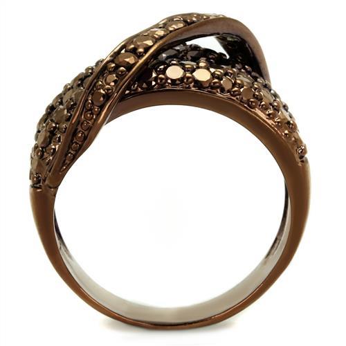 IP Coffee light Brass Ring with AAA Grade CZ  in Light Coffee