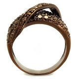 IP Coffee light Brass Ring with AAA Grade CZ  in Light Coffee