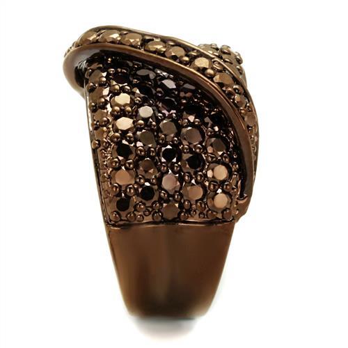 IP Coffee light Brass Ring with AAA Grade CZ  in Light Coffee