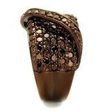 IP Coffee light Brass Ring with AAA Grade CZ  in Light Coffee