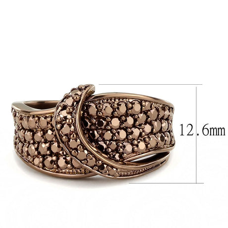 IP Coffee light Brass Ring with AAA Grade CZ  in Light Coffee