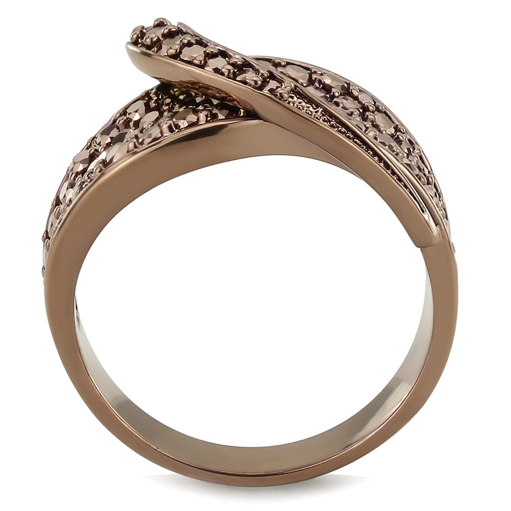 IP Coffee light Brass Ring with AAA Grade CZ  in Light Coffee