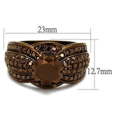 IP Coffee light Brass Ring with AAA Grade CZ  in Light Coffee