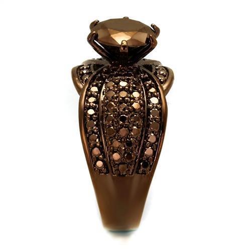 IP Coffee light Brass Ring with AAA Grade CZ  in Light Coffee