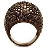 IP Coffee light Brass Ring with AAA Grade CZ  in Light Coffee