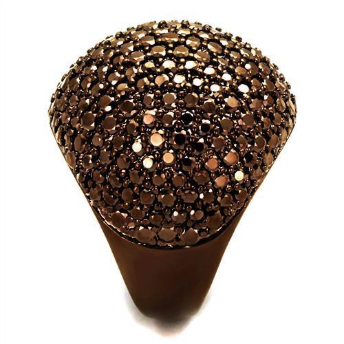 IP Coffee light Brass Ring with AAA Grade CZ  in Light Coffee