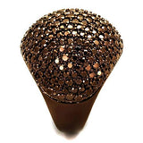 IP Coffee light Brass Ring with AAA Grade CZ  in Light Coffee