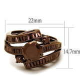 IP Coffee light Brass Ring with AAA Grade CZ  in Light Coffee