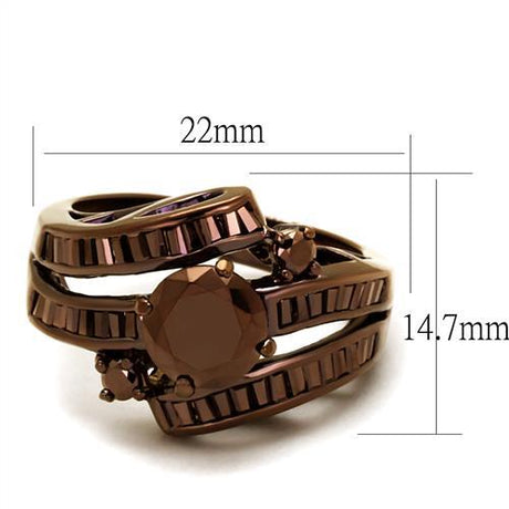 IP Coffee light Brass Ring with AAA Grade CZ  in Light Coffee