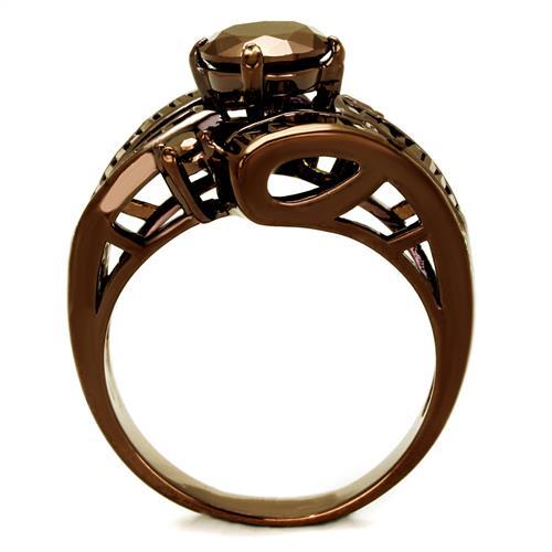 IP Coffee light Brass Ring with AAA Grade CZ  in Light Coffee