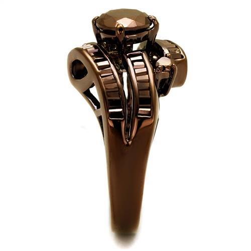 IP Coffee light Brass Ring with AAA Grade CZ  in Light Coffee