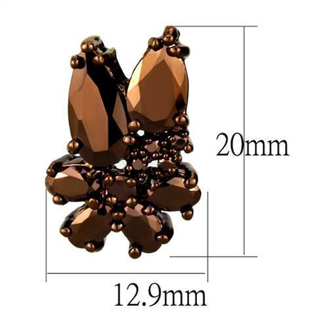 IP Coffee light Brass Earrings with AAA Grade CZ  in Light Coffee