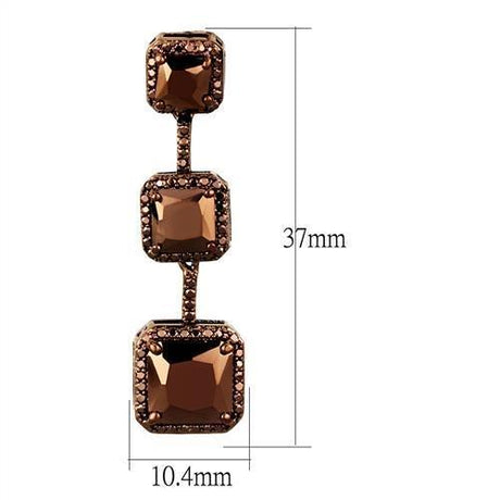 IP Coffee light Brass Earrings with AAA Grade CZ  in Light Coffee