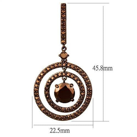 IP Coffee light Brass Earrings with AAA Grade CZ  in Light Coffee