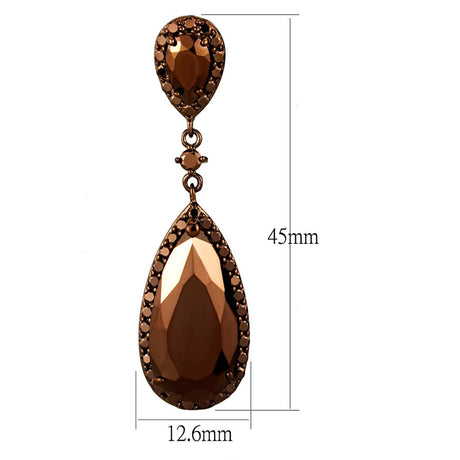 IP Coffee light Brass Earrings with AAA Grade CZ  in Light Coffee