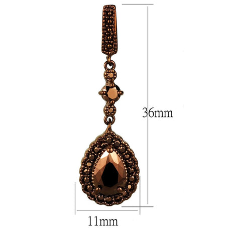 IP Coffee light Brass Earrings with AAA Grade CZ  in Light Coffee