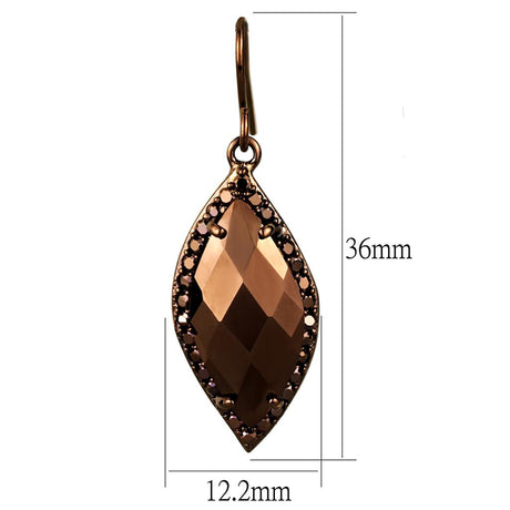 IP Coffee light Brass Earrings with AAA Grade CZ  in Light Coffee