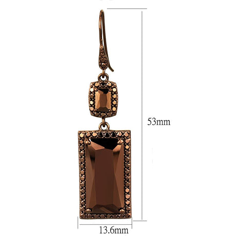 IP Coffee light Brass Earrings with AAA Grade CZ  in Light Coffee
