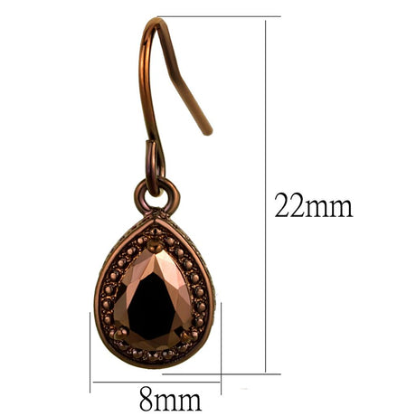 IP Coffee light Brass Earrings with AAA Grade CZ  in Light Coffee