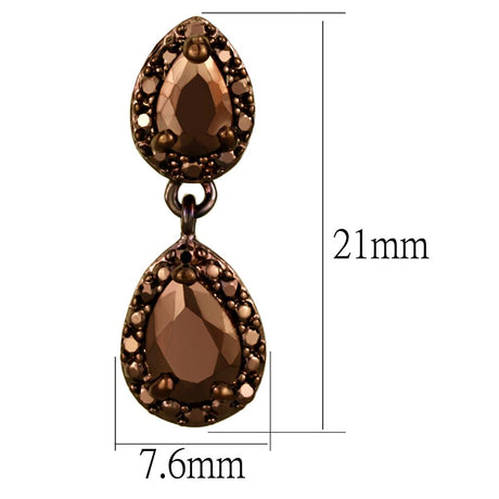 IP Coffee light Brass Earrings with AAA Grade CZ  in Light Coffee
