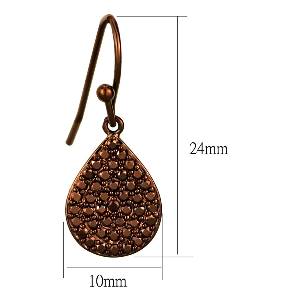 IP Coffee light Brass Earrings with AAA Grade CZ  in Light Coffee