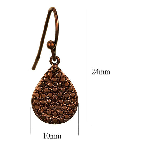 IP Coffee light Brass Earrings with AAA Grade CZ  in Light Coffee