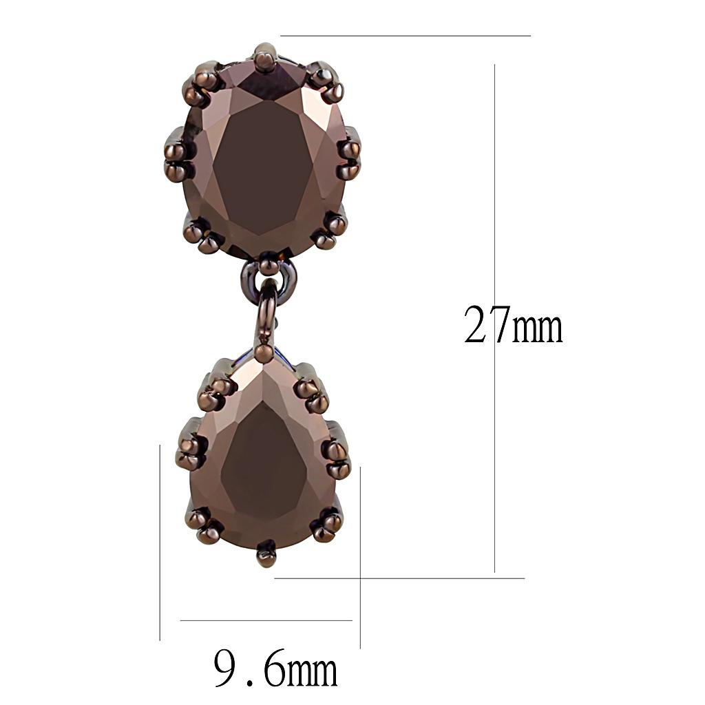IP Coffee light Brass Earrings with AAA Grade CZ  in Light Coffee