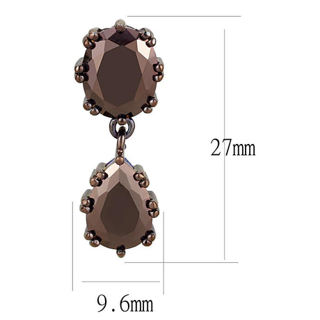 IP Coffee light Brass Earrings with AAA Grade CZ  in Light Coffee