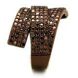 IP Coffee light Brass Ring with AAA Grade CZ  in Light Coffee