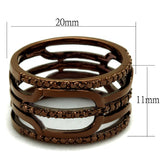 IP Coffee light Brass Ring with AAA Grade CZ  in Light Coffee